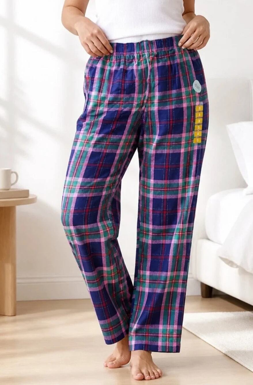 Roudelain Plaid Checkered Sparkle Accent Women's Pajama Pants Multi Size XL 0360